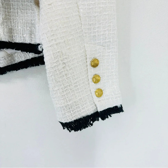 G by Giuliana Womens Faux Tweed Jacket Blazer Ivory Medium Career Casual Modest - Picture 11 of 12